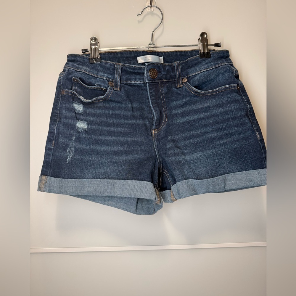 LC Lauren Conrad Dark Blue Rolled Cuff Denim Shorts